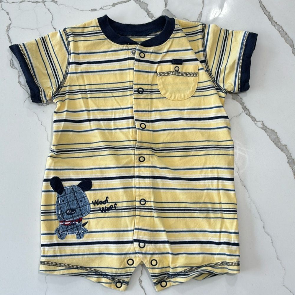 Carter’s | Baby Boys Yellow Navy Striped Romper Unisex Girls Infant